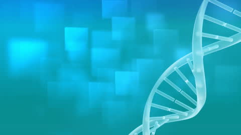Spinning DNA Strand on a Bluish Technological Background