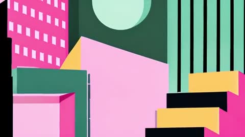 Vibrant Abstract Geometric Cityscape Animation Art