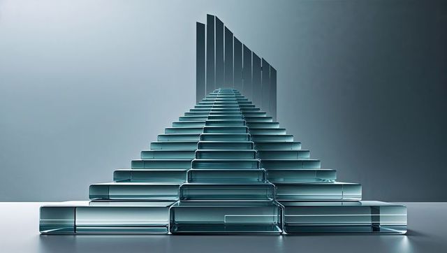 Futuristic Glass Prism Staircase with Geometric Design
