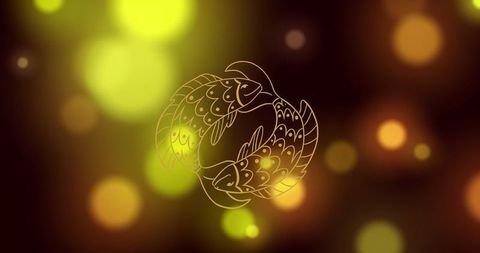 Pisces zodiac sign with glowing abstract background