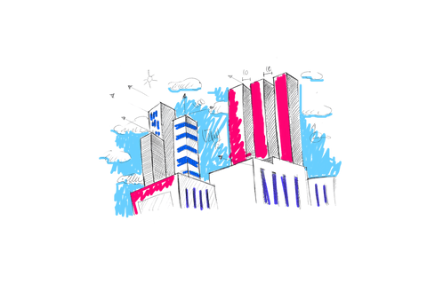 transparent skyscraper cityscape digital illustration - Download Free Stock Videos Pikwizard.com