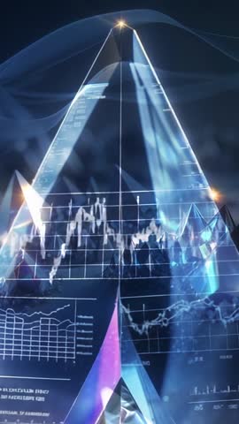 Rising Prism Pulse with Glowing Apex Nodes and Live Data Plots | Futuristic Vertical Video