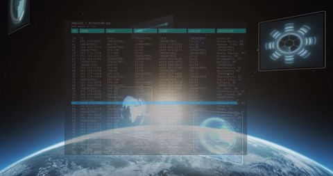 Futuristic Data Processing Interface Over Earth Background - Download Free Stock Images Pikwizard.com
