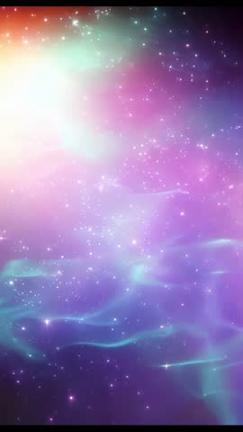 Vertical video revealing vibrant purple nebula and twinkling stars in cosmic space
