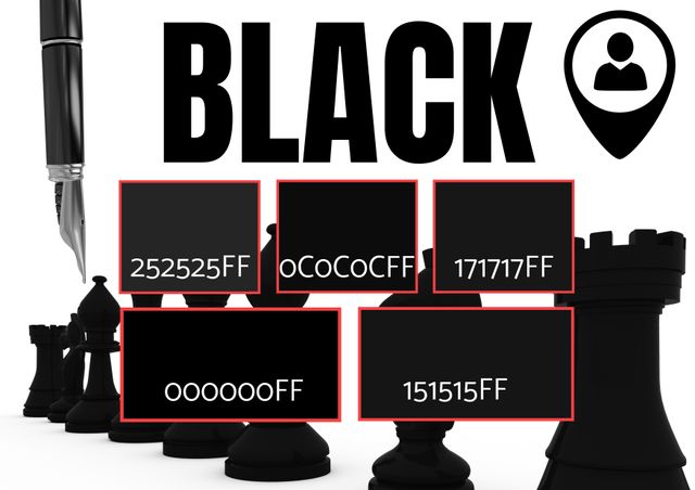 Elegant black shades with hex codes offer a refined palette for design projects. Useful for designers looking for specific black hues, this monochrome set can enhance branding, website design, or print materials. Easily accessible and visually displayed, these hex codes aid in accurate and consistent color usage.