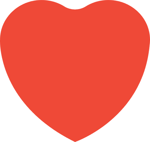 Red heart icon on transparent background for love and romance themes
