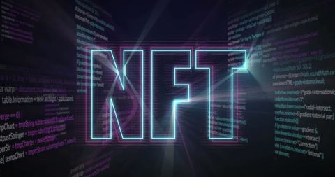 Futuristic Neon NFT Text with Data Codes Background - Download Free Stock Images Pikwizard.com