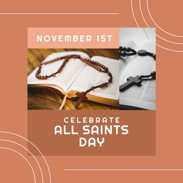 Perfect for celebrating All Saints Day. Ideal for church bulletins, religious blogs, social media posts, and other religious-themed events. Emphasizes the spirit of faith, devotion, and worship within Christian traditions.
