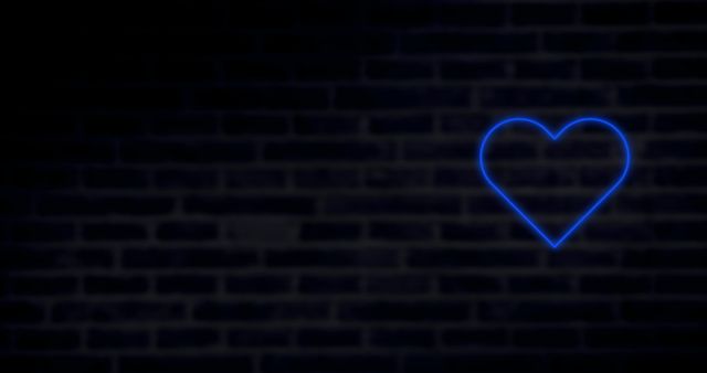 Blue Neon Heart on Dark Brick Wall Conceptual Art - Download Free Stock Images Pikwizard.com