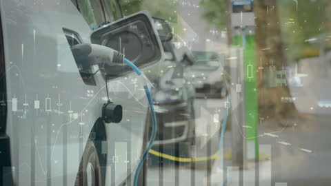 Electric Vehicle Charging with Data Overlay Graphics