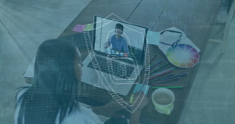 Cybersecurity Animation with Hacker and Data Visualization