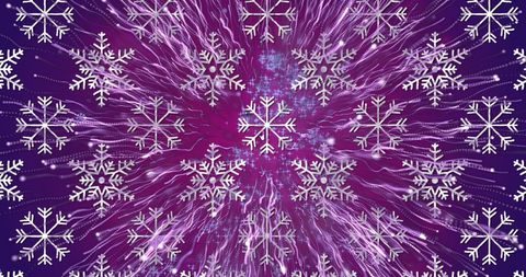 Falling Snowflakes and Firework Explosions on Purple