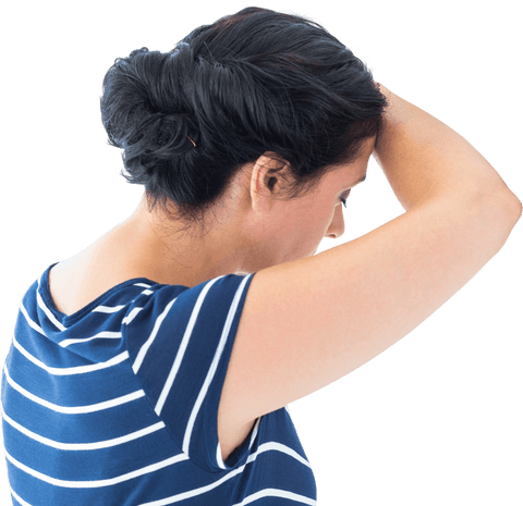 Sad Woman Facing Away Leaning Head on Hand Transparent Background