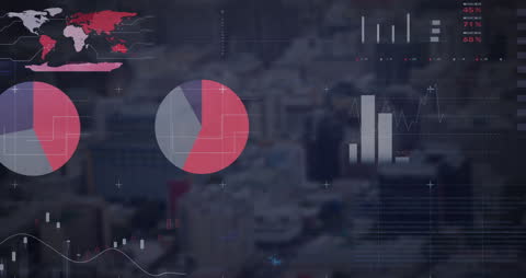 Animated Financial Data Interface Over City