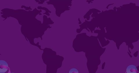Breast cancer awareness ribbon with world map background