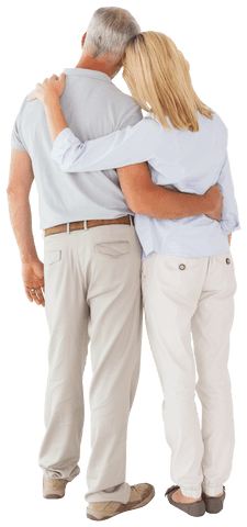 Rear View of Couple Embracing in Transparent Background