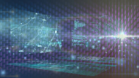 Futuristic Digital Data Screens with Abstract Lights