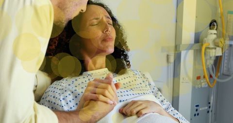 Multiracial Couple Experiencing Labor in Hospital