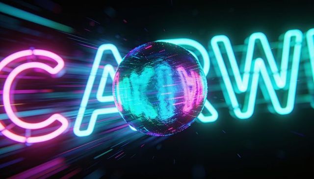 Glowing glass orb radiating neon cyan and magenta light with cinematic motion streaks