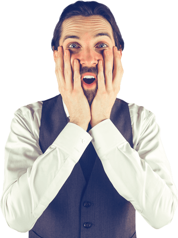 Transparent Portrait Displaying Surprised Businessman Face