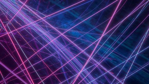 Intersecting neon laser grid with hazy glow creating futuristic abstract geometry depth