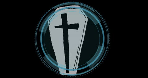 Digital Data Protection Symbol with Shield and Coffin