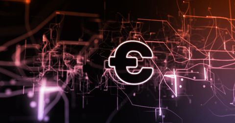 Futuristic Euro Symbol with Digital Interface
