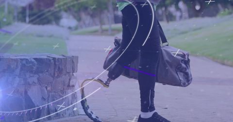 Athlete with Running Blade Experiencing Technological Overlay