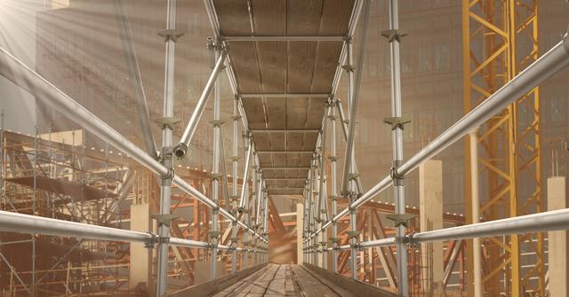 Digital composite of Inside of 3D scaffolding