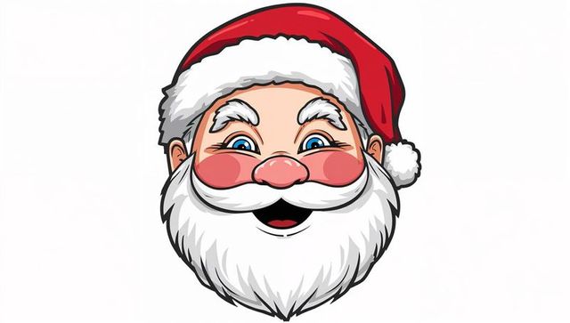 Smiling santa claus head illustration with red hat and white beard cheerful holiday mascot