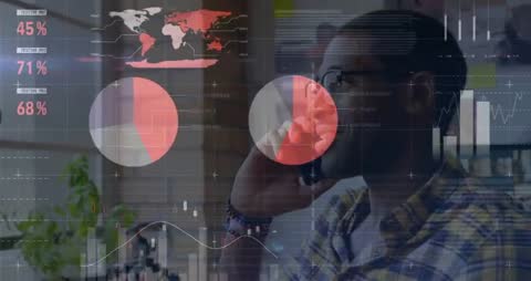 Professional Analyzing Stock Market Trends on Smartphone with Digital Overlays