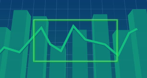 Digital Chart with Neon Graphics on Blue Background