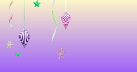 Festive Christmas and New Year Decorations on Purple Background