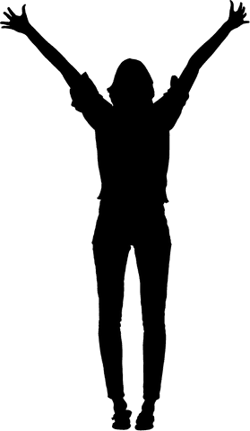 Silhouette of Celebrating Woman with Arms Outstretched - Download Free Stock Videos Pikwizard.com