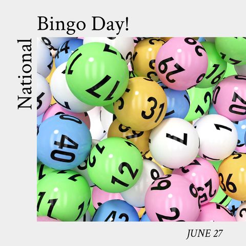 Colorful bingo balls promote national bingo day celebration