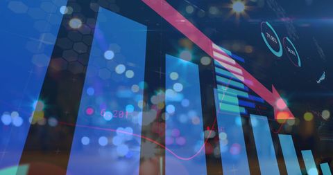 Declining Financial Charts with Red Arrow Tutorial Guide