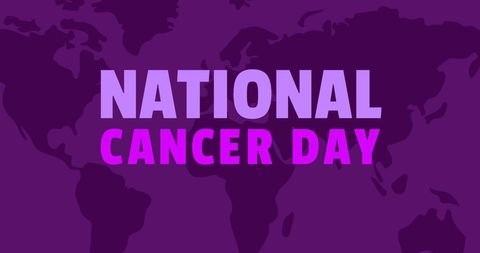 National Cancer Day Awareness with Global Map on Purple - Download Free Stock Images Pikwizard.com