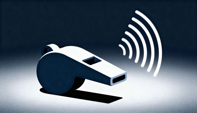 Whistle Emitting Sound Waves on Blue Gradient Background Spotlight Minimalist Referee