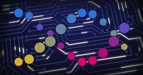 Colorful representations processing over digital circuit board concept