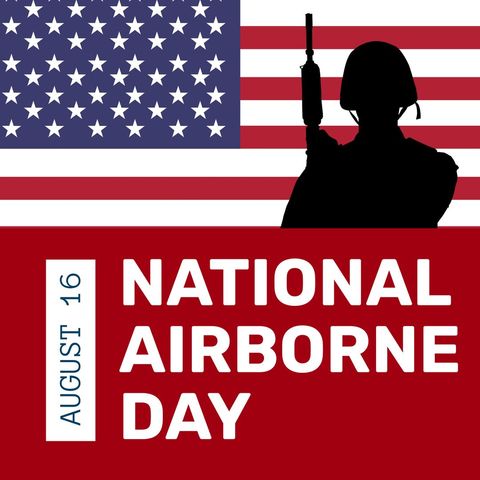 National Airborne Day Tribute with Soldier Silhouette on American Flag - Download Free Stock Templates Pikwizard.com