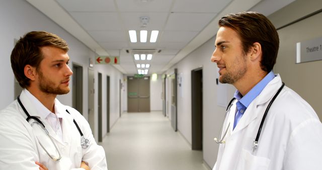 Doctors Discussing Healthcare Strategies in Hospital Corridor - Download Free Stock Images Pikwizard.com