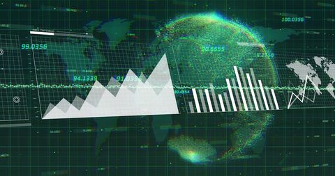Digital Global Data Visualization with Holographic Graphs - Download Free Stock Images Pikwizard.com