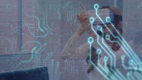 Futuristic Concept of Researchers Analyzing Digital Data