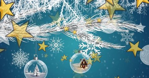 Elegant Winter Diorama Baubles with Snowflakes and Stars