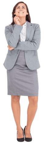 Caucasian businesswoman dreaming in suit on transparent background