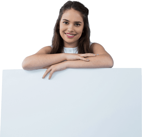Smiling Caucasian Woman with Blank White Sign on Transparent Background - Download Free Stock Videos Pikwizard.com