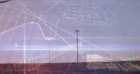 Futuristic Renewable Energy with Digital Graph Overlays