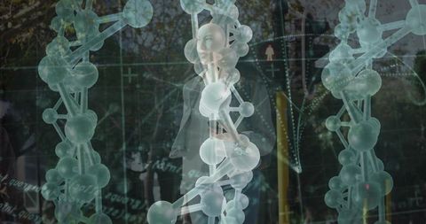 Futuristic Interface with Biomolecular Chains and Data Overlays