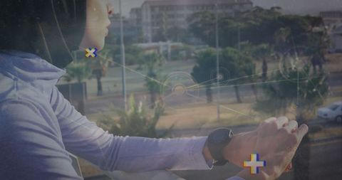 Tech-savvy Woman Embracing Urban Fitness Lifestyle