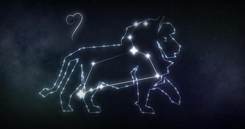 Leo Zodiac Sign with Constellation on Starry Sky Background - Download Free Stock Images Pikwizard.com